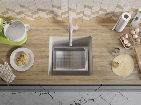 Chiuvetă de bucătărie din granit sub blat cu o cuvă mare XL Veneția 50 Easy