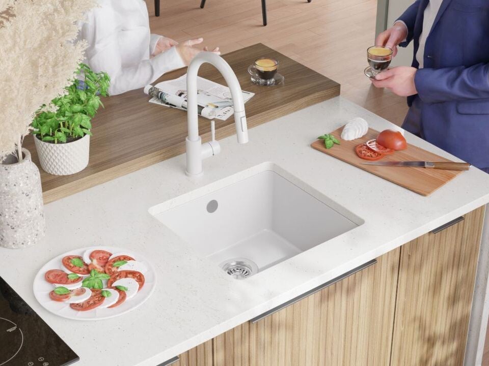 Chiuvetă de bucătărie din granit sub blat cu o cuvă mare XL Veneția 50 Easy