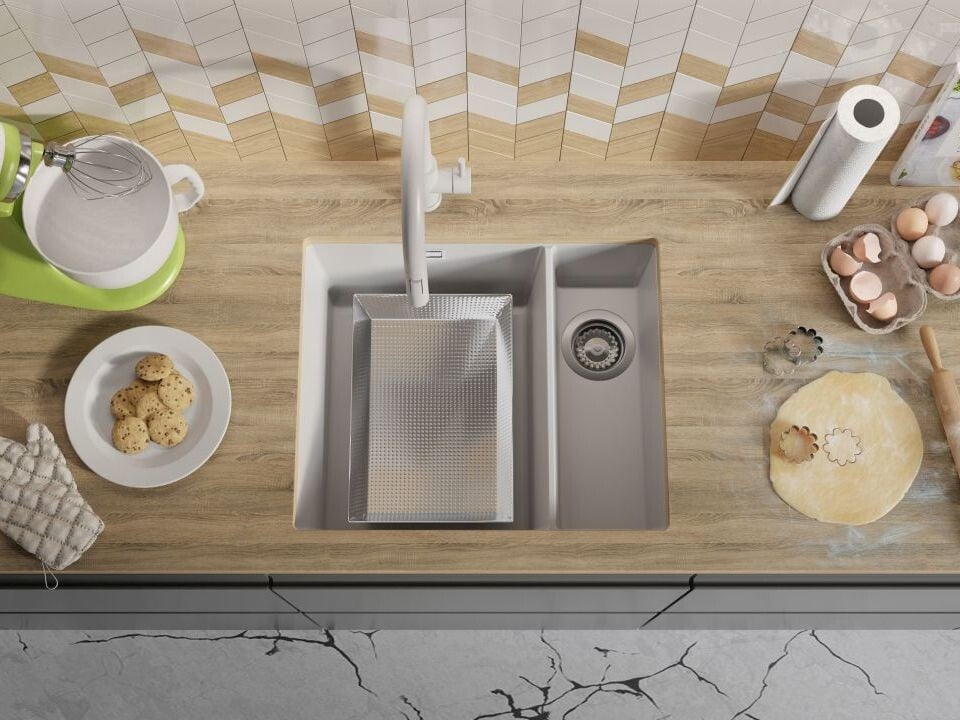 Chiuvetă granit sub blat London 60 Duo – Două cuve (principală + auxiliară)