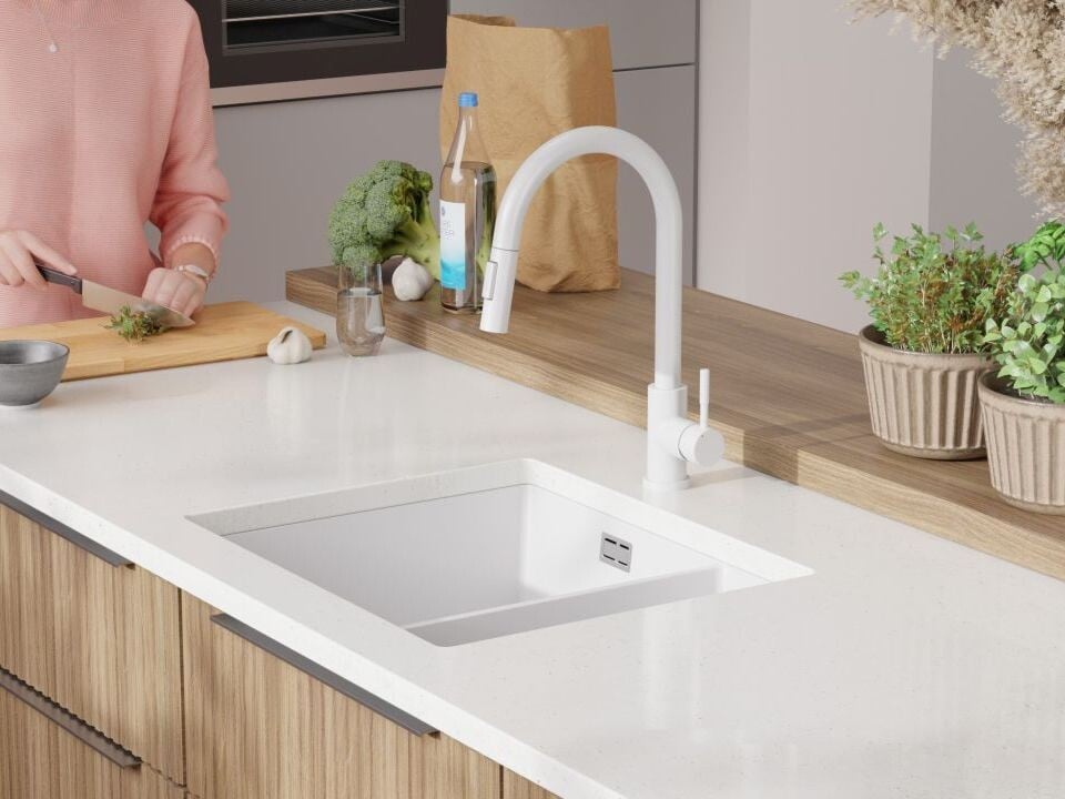 Chiuvetă granit sub blat London 60 Duo – Două cuve (principală + auxiliară)