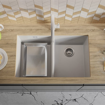 London 80 Twin — chiuvetă dublă sub blat, cuve XXL egale, design minimalist