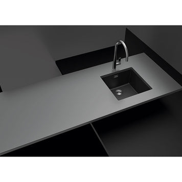 Chiuvetă bucătărie granit compozit Schock Greenwich N-100 Puro 456x456 mm, montaj pe/sub blat, negru intens
