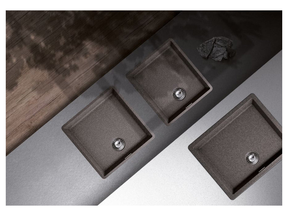 Chiuvetă bucătărie granit compozit Schock Greenwich N-100L Bronze 556x456 mm, montaj pe/sub blat, maro bronz