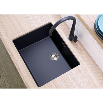 Chiuvetă bucătărie granit compozit Schock Greenwich N-100L Polaris 556x456 mm, montaj pe/sub blat, alb polar