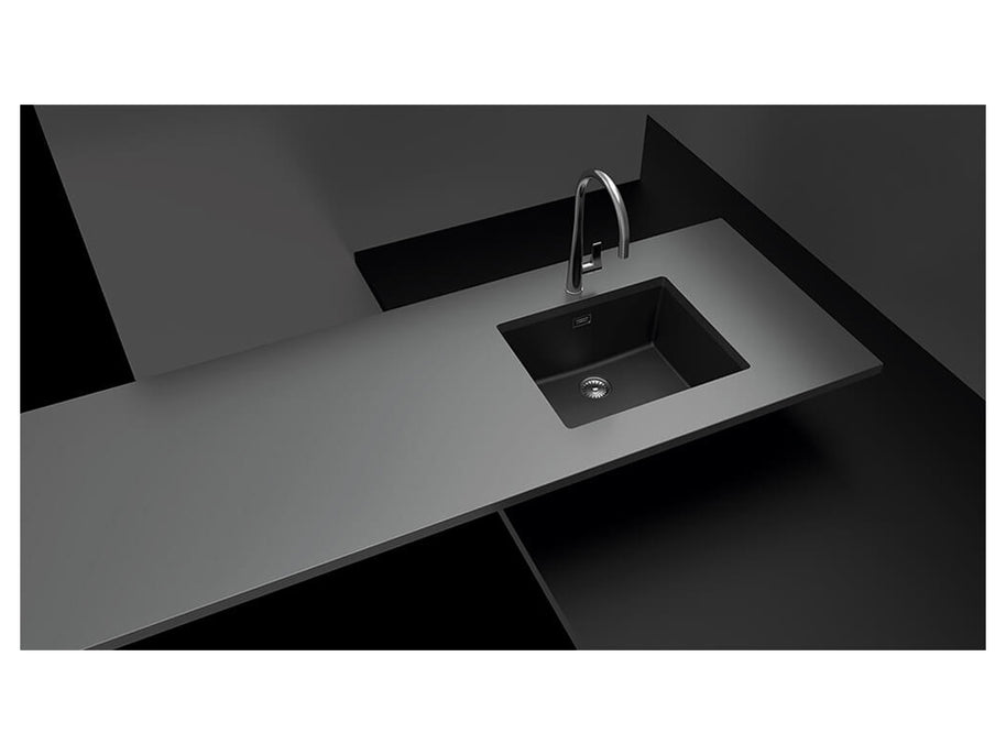 Chiuvetă bucătărie granit compozit Schock Greenwich N-100L Puro 556x456 mm, montaj pe/sub blat, negru intens