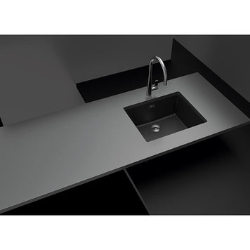 Chiuvetă bucătărie granit compozit Schock Greenwich N-100L Puro 556x456 mm, montaj pe/sub blat, negru intens