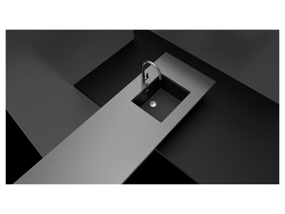 Chiuvetă bucătărie granit compozit Schock Greenwich N-100L Puro 556x456 mm, montaj pe/sub blat, negru intens