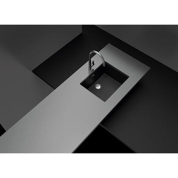 Chiuvetă bucătărie granit compozit Schock Greenwich N-100L Magma 556x456 mm, montaj pe/sub blat, negru metalizat