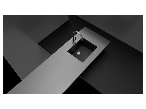 Chiuvetă bucătărie granit compozit Schock Greenwich N-100L Magma 556x456 mm, montaj pe/sub blat, negru metalizat