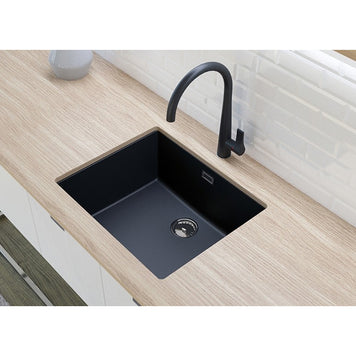 Chiuvetă bucătărie granit compozit Schock Greenwich N-100L Polaris 556x456 mm, montaj pe/sub blat, alb polar