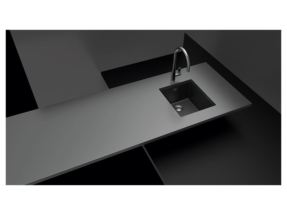 Chiuvetă bucătărie granit compozit Schock Greenwich N-100S Stone 406x456 mm, montaj pe/sub blat, gri piatră