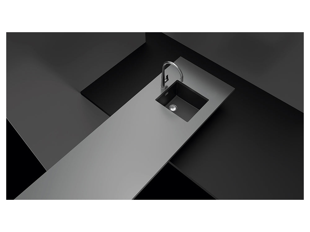 Chiuvetă bucătărie granit compozit Schock Greenwich N-100S Puro 406x456 mm, montaj pe/sub blat, negru intens