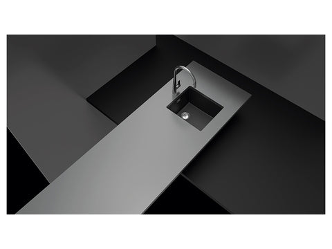 Chiuvetă bucătărie granit compozit Schock Greenwich N-100S Stone 406x456 mm, montaj pe/sub blat, gri piatră