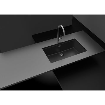 Chiuvetă bucătărie granit compozit Schock Greenwich N-100XL Magma 750x456 mm, montaj pe/sub blat, negru metalizat