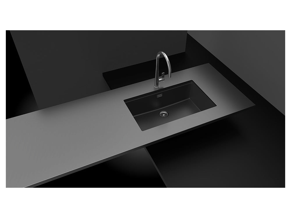 Chiuvetă bucătărie granit compozit Schock Greenwich N-100XL Silverstone 750x456 mm, montaj pe/sub blat, gri închis