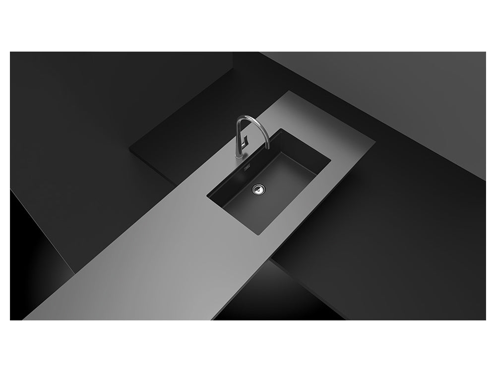 Chiuvetă bucătărie granit compozit Schock Greenwich N-100XL Silverstone 750x456 mm, montaj pe/sub blat, gri închis