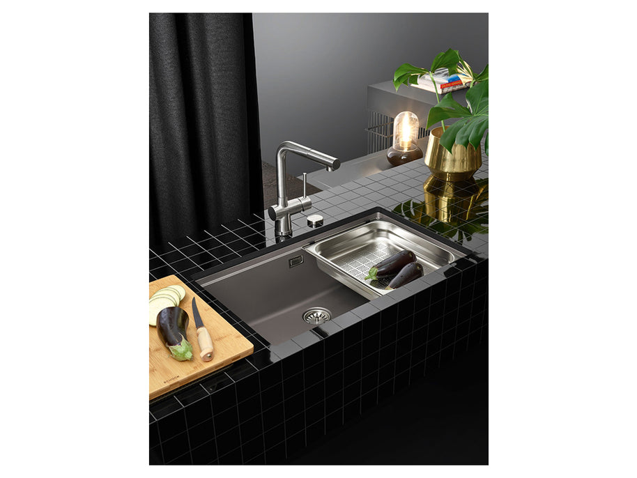 Chiuvetă bucătărie granit compozit Schock Greenwich N-100XL Stone 750x456 mm, montaj pe/sub blat, gri piatră