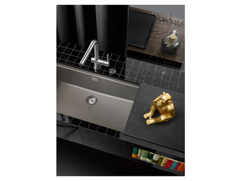 Chiuvetă bucătărie granit compozit Schock Greenwich N-100XL Stone 750x456 mm, montaj pe/sub blat, gri piatră