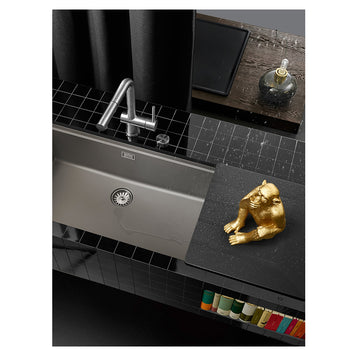 Chiuvetă bucătărie granit compozit Schock Greenwich N-100XL Silverstone 750x456 mm, montaj pe/sub blat, gri închis