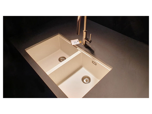 Chiuvetă bucătărie granit compozit Schock Greenwich N-200 Polaris 750x455 mm, montaj pe/sub blat, alb polar