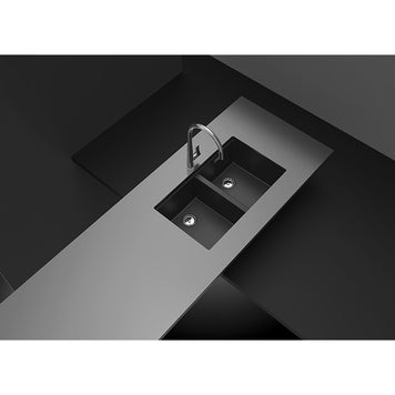 Chiuvetă bucătărie granit compozit Schock Greenwich N-200 Puro 750x455 mm, montaj pe/sub blat, negru intens