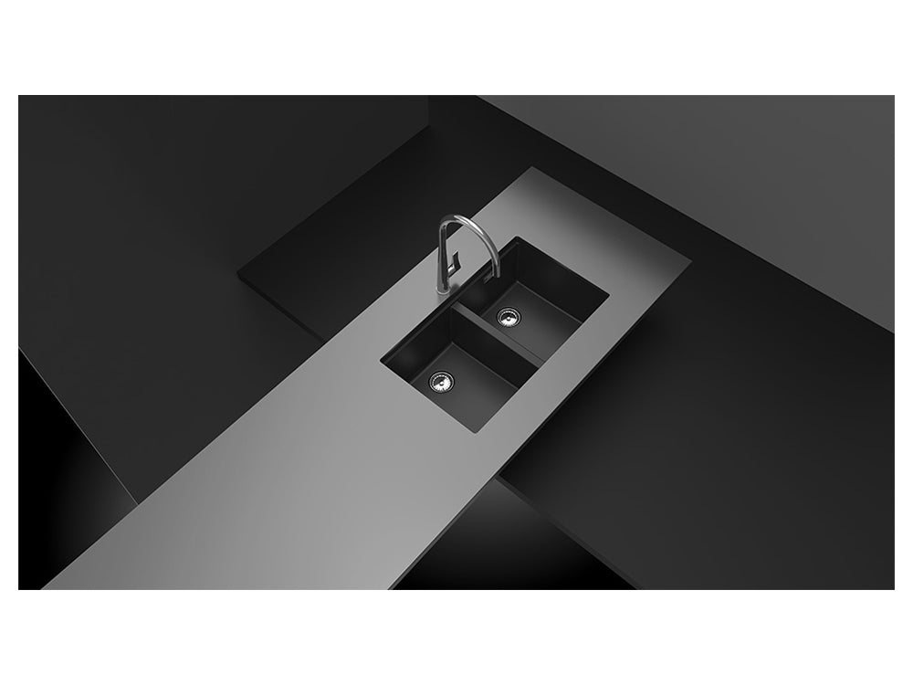 Chiuvetă bucătărie granit compozit Schock Greenwich N-200 Polaris 750x455 mm, montaj pe/sub blat, alb polar