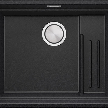 Chiuvetă de bucătărie din granit sub blat cu scurgător intern Step și cea mai mare cuvă XXL – Praga 60 Level (+ scurgător cu rolă GRATUIT)