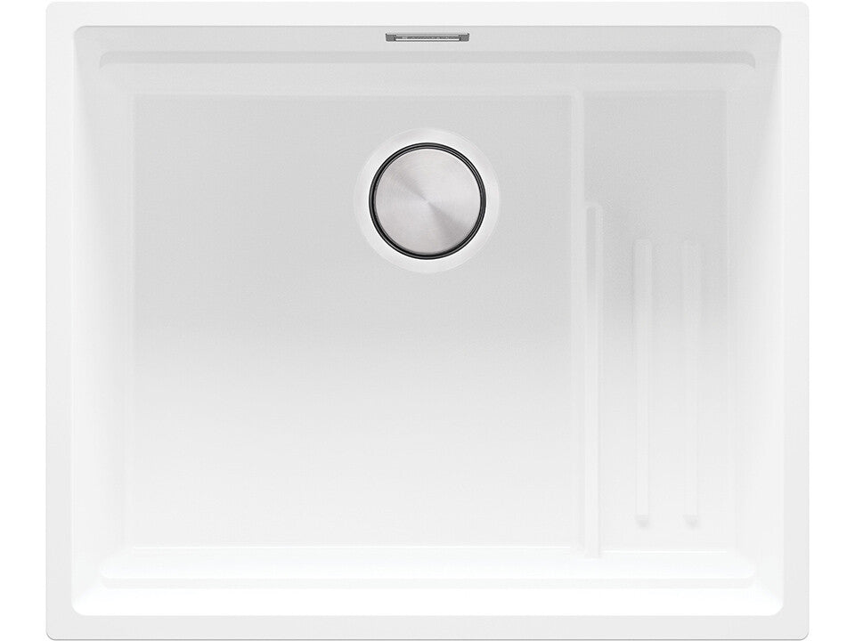 Chiuvetă de bucătărie din granit sub blat cu scurgător intern Step și cea mai mare cuvă XXL – Praga 60 Level (+ scurgător cu rolă GRATUIT)