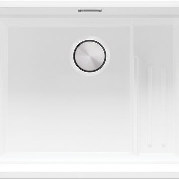 Chiuvetă de bucătărie din granit sub blat cu scurgător intern Step și cea mai mare cuvă XXL – Praga 60 Level (+ scurgător cu rolă GRATUIT)