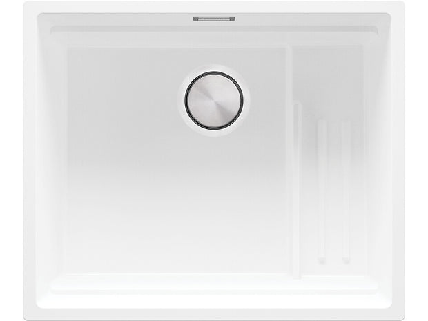 Chiuvetă de bucătărie din granit sub blat cu scurgător intern Step și cea mai mare cuvă XXL – Praga 60 Level (+ scurgător cu rolă GRATUIT)