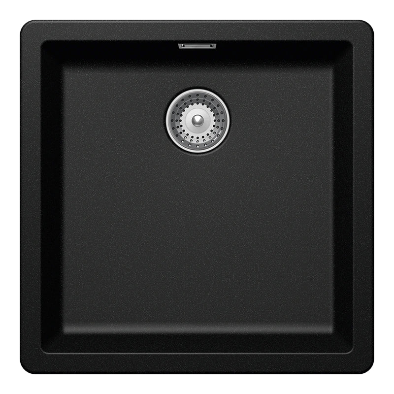 Chiuvetă bucătărie granit compozit Schock Greenwich N-100 Magma 456x456 mm, montaj pe/sub blat, negru metalizat