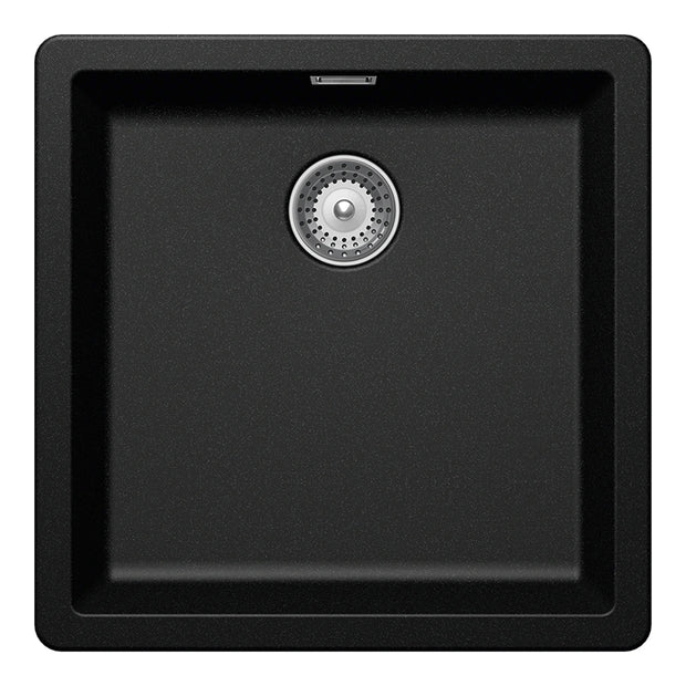 Chiuvetă bucătărie granit compozit Schock Greenwich N-100 Magma 456x456 mm, montaj pe/sub blat, negru metalizat