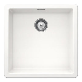 Chiuvetă bucătărie granit compozit Schock Greenwich N-100 Polaris 456x456 mm, montaj pe/sub blat, alb polar