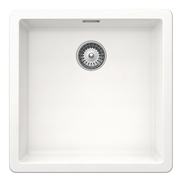 Chiuvetă bucătărie granit compozit Schock Greenwich N-100 Polaris 456x456 mm, montaj pe/sub blat, alb polar