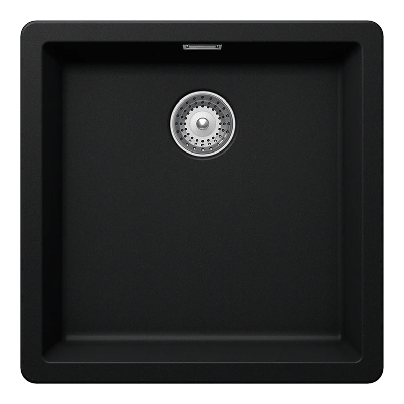 Chiuvetă bucătărie granit compozit Schock Greenwich N-100 Puro 456x456 mm, montaj pe/sub blat, negru intens