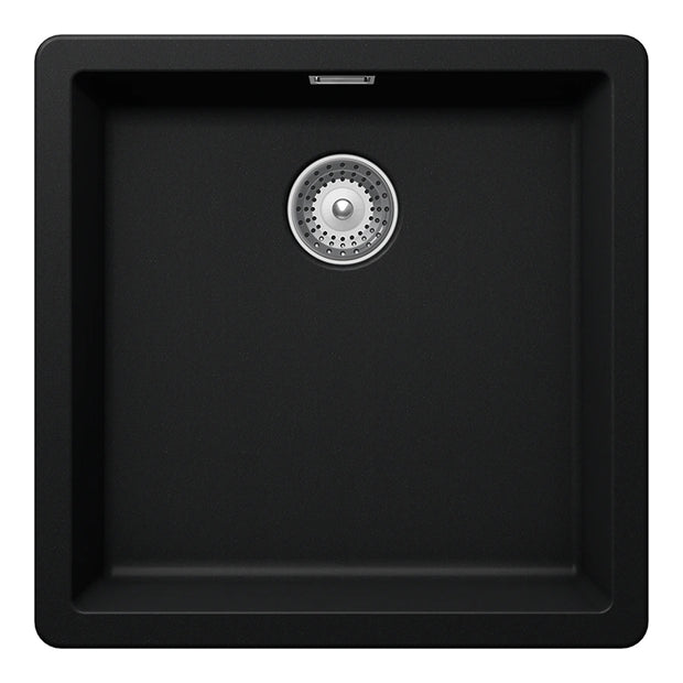 Chiuvetă bucătărie granit compozit Schock Greenwich N-100 Puro 456x456 mm, montaj pe/sub blat, negru intens