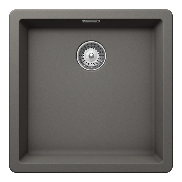 Chiuvetă bucătărie granit compozit Schock Greenwich N-100 Silverstone 456x456 mm, montaj pe/sub blat, gri închis