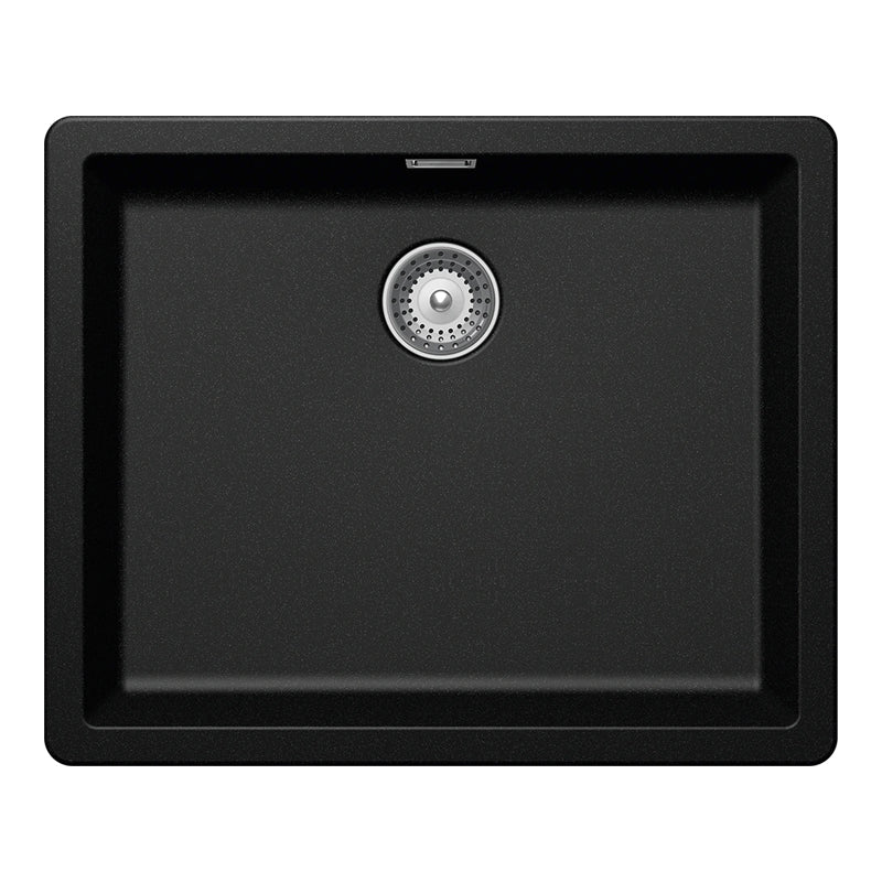 Chiuvetă bucătărie granit compozit Schock Greenwich N-100L Magma 556x456 mm, montaj pe/sub blat, negru metalizat