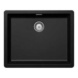 Chiuvetă bucătărie granit compozit Schock Greenwich N-100L Magma 556x456 mm, montaj pe/sub blat, negru metalizat