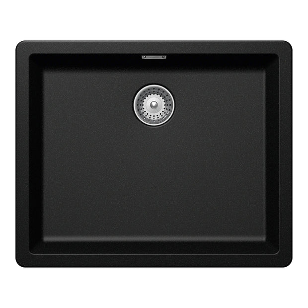 Chiuvetă bucătărie granit compozit Schock Greenwich N-100L Magma 556x456 mm, montaj pe/sub blat, negru metalizat