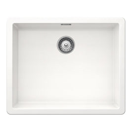 Chiuvetă bucătărie granit compozit Schock Greenwich N-100L Polaris 556x456 mm, montaj pe/sub blat, alb polar