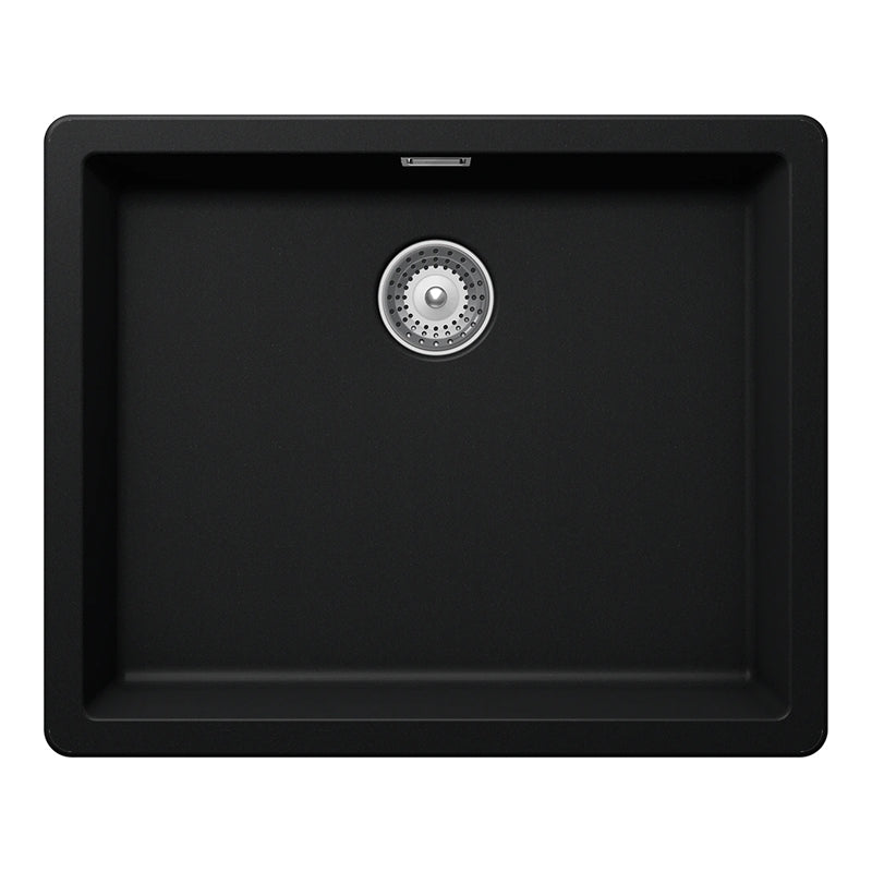Chiuvetă bucătărie granit compozit Schock Greenwich N-100L Puro 556x456 mm, montaj pe/sub blat, negru intens