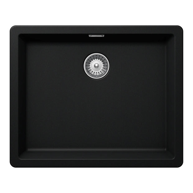 Chiuvetă bucătărie granit compozit Schock Greenwich N-100L Puro 556x456 mm, montaj pe/sub blat, negru intens