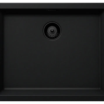 Set chiuvetă bucătărie Schock Greenwich N-100L 556 x 456 mm Cristadur Puro, negru intens cu părți vizibile și baterie bucătărie Schock Kavus cu cap extractibil Puro