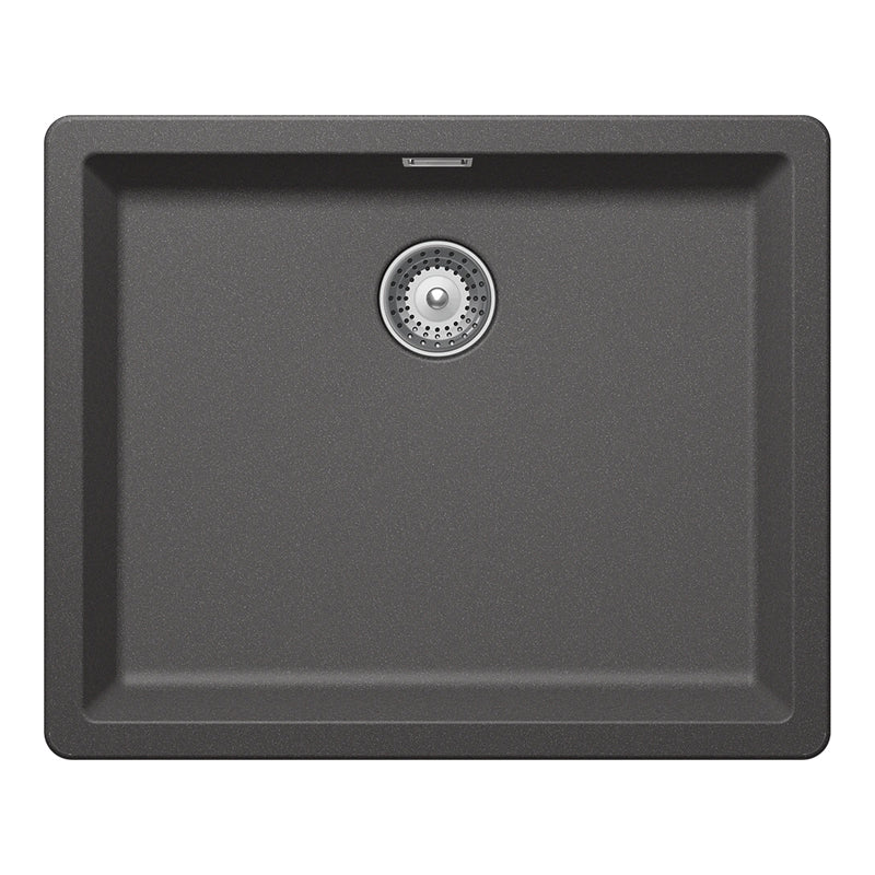 Chiuvetă bucătărie granit compozit Schock Greenwich N-100L Stone 556x456 mm, montaj pe/sub blat, gri piatră