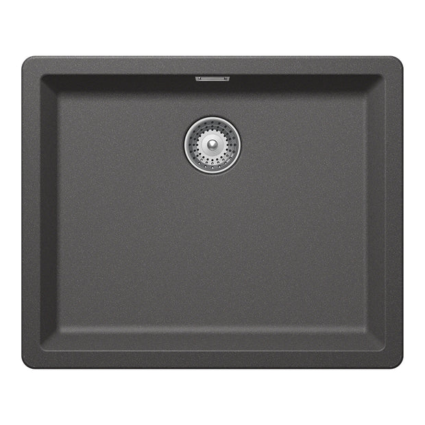 Chiuvetă bucătărie granit compozit Schock Greenwich N-100L Stone 556x456 mm, montaj pe/sub blat, gri piatră