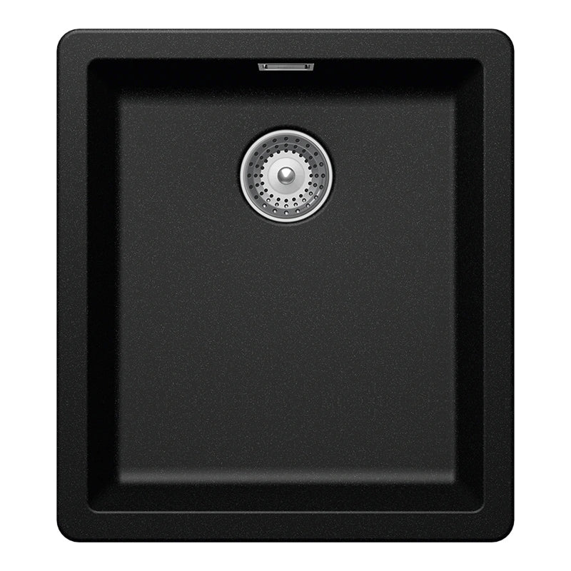Chiuvetă bucătărie granit compozit Schock Greenwich N-100S Magma 406x456 mm, montaj pe/sub blat, negru metalizat