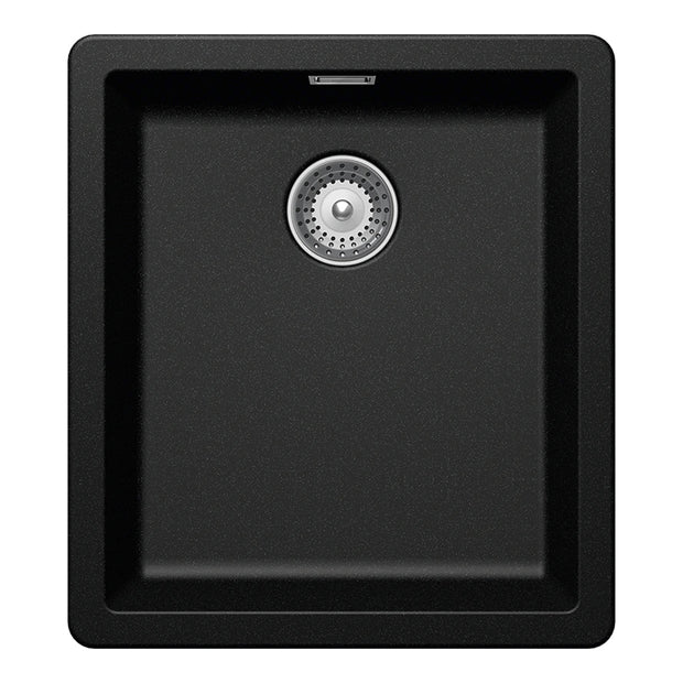 Chiuvetă bucătărie granit compozit Schock Greenwich N-100S Magma 406x456 mm, montaj pe/sub blat, negru metalizat