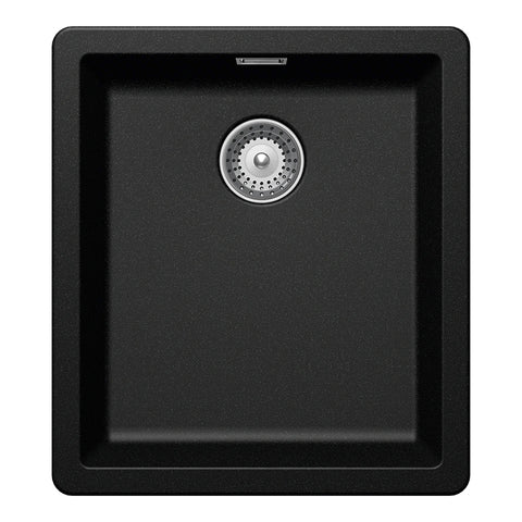 Chiuvetă bucătărie granit compozit Schock Greenwich N-100S Magma 406x456 mm, montaj pe/sub blat, negru metalizat