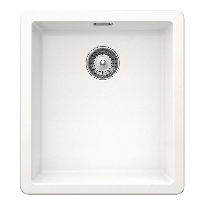 Chiuvetă bucătărie granit compozit Schock Greenwich N-100S Polaris 406x456 mm, montaj pe/sub blat, alb polar